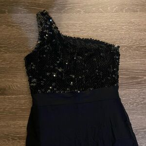 Black Sequin One-Shoulder Dress